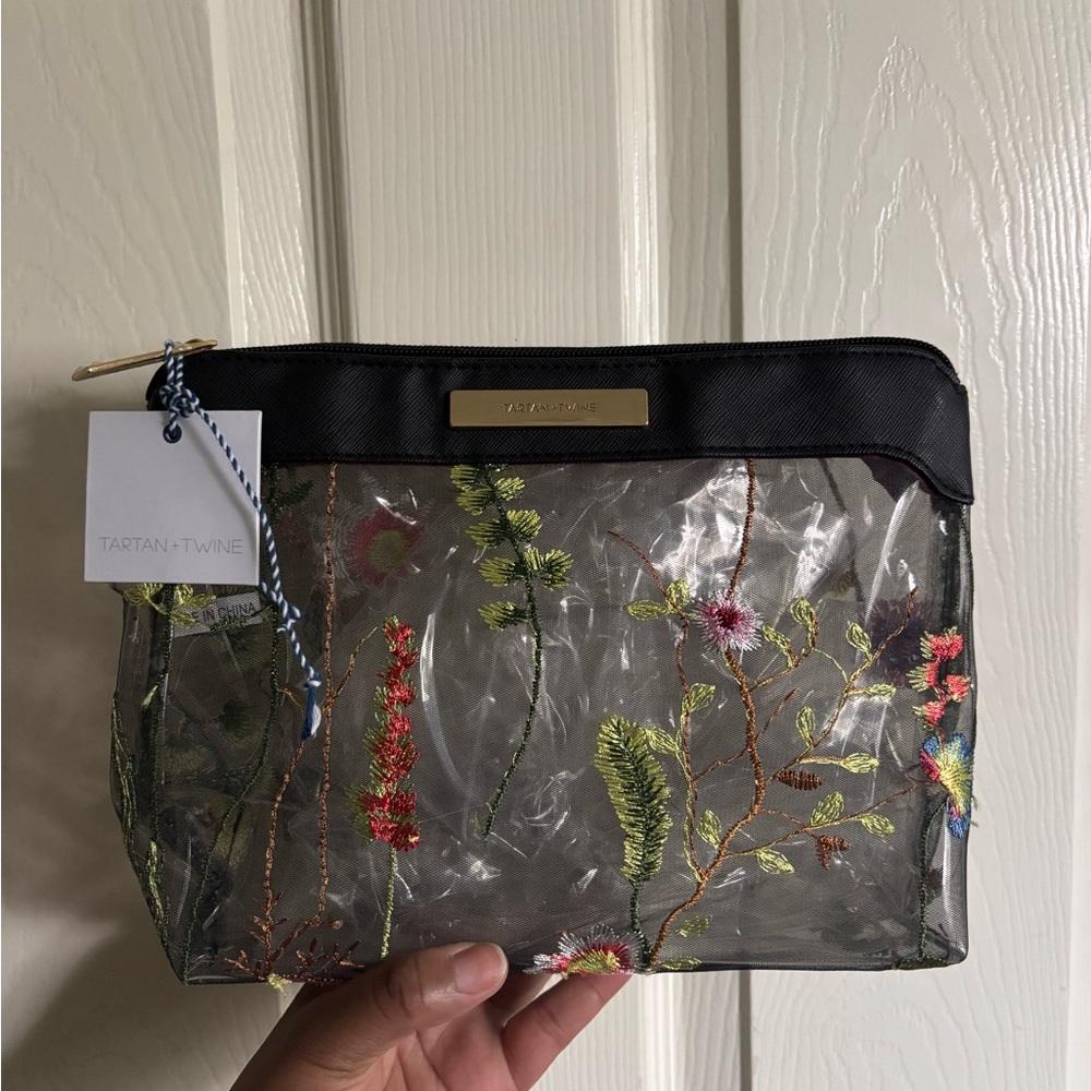 Black Cosmetic Bag with Floral Design